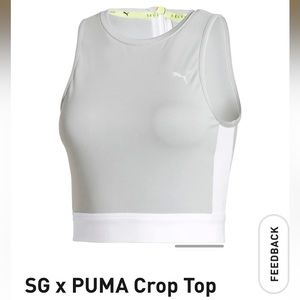NEW SELENA GOMEZ X PUMA LT’D ED SOLD OUT GRAY/WHITE CROP TOP XS NWT